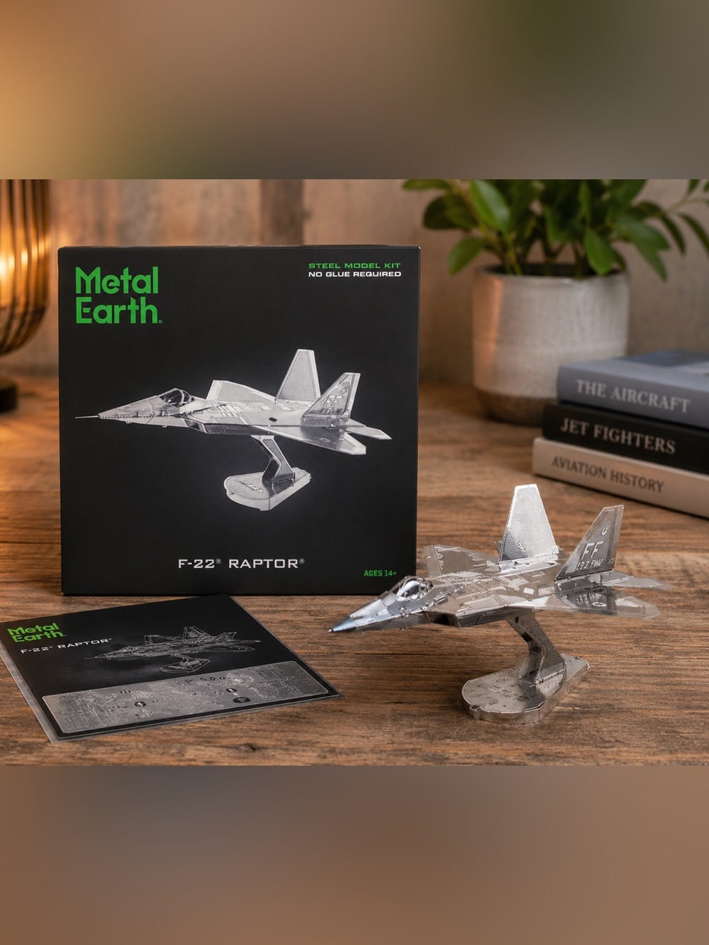 Metal Earth F-22 Raptor Steel Model Kit | 3D DIY Fighter Jet Puzzle